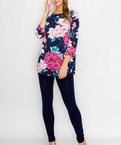 Jostar Women's HIT Rounded Bottom Tunic Top Quarter Sleeve Print-346HT-QRP1-W237 Quarter Sleeves