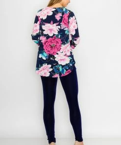 Jostar Women's HIT Rounded Bottom Tunic Top Quarter Sleeve Print-346HT-QRP1-W237 Quarter Sleeves