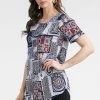 Jostar Women's HIT Rounded Bottom Tunic Top Short Sleeve Print, 346HT-SXP-W192 Tops