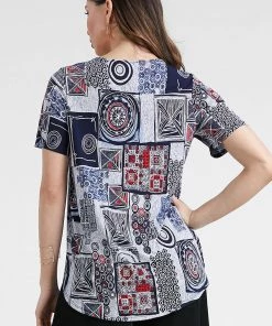 Jostar Women's HIT Rounded Bottom Tunic Top Short Sleeve Print, 346HT-SXP-W192 Tops