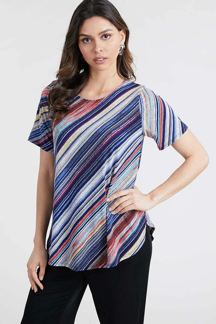 Tops Jostar Women's HIT Rounded Bottom Tunic Top Short Sleeve Print, 346HT-SXP1-W205