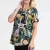 Jostar Women's HIT Rounded Bottom Tunic Top Short Sleeve Print, 346HT-SXP-W217
