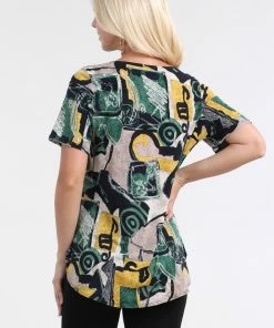 Jostar Women's HIT Rounded Bottom Tunic Top Short Sleeve Print, 346HT-SXP-W217