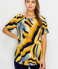 Short Sleeves Jostar Women's HIT Rounded Bottom Tunic Top Short Sleeve Print-346HT-SRP1-W226