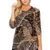 Jostar HIT Rounded Bottom Tunic Top Quarter Sleeve Print-346HT-QRP1-W006 Quarter Sleeves
