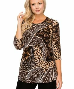 Jostar HIT Rounded Bottom Tunic Top Quarter Sleeve Print-346HT-QRP1-W006 Quarter Sleeves