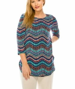 Jostar HIT Rounded Bottom Tunic Top Quarter Sleeve Print-346HT-QRP1-W191