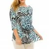 Jostar HIT Rounded Bottom Tunic Top Quarter Sleeve Print-346HT-QRP1-W193 Quarter Sleeves