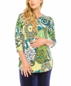 Jostar HIT Rounded Bottom Tunic Top Quarter Sleeve Print-346HT-QRP1-W199 Quarter Sleeves