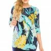 Jostar HIT Rounded Bottom Tunic Top Quarter Sleeve Print-346HT-QRP1-W200 Quarter Sleeves