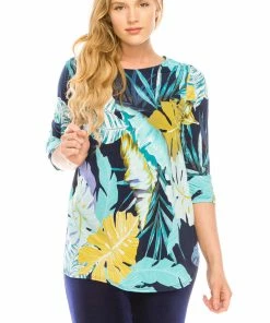 Jostar HIT Rounded Bottom Tunic Top Quarter Sleeve Print-346HT-QRP1-W200 Quarter Sleeves