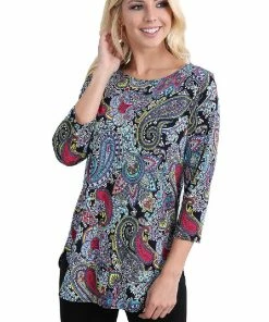 Jostar Women's HIT Rounded Bottom Tunic Top Quarter Sleeve Print-346HT-QRP1-W222