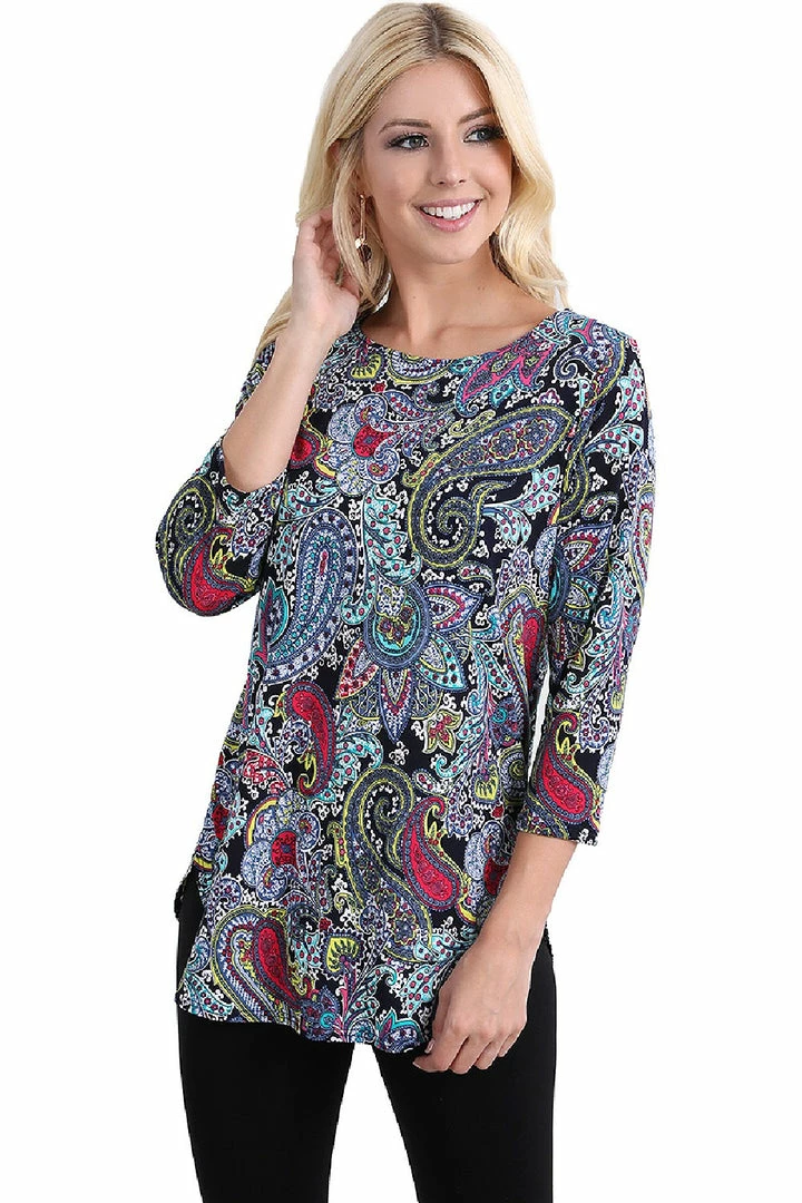 Jostar Women's HIT Rounded Bottom Tunic Top Quarter Sleeve Print-346HT-QRP1-W222