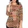 Jostar Women's HIT Rounded Bottom Tunic Top Quarter Sleeve Print-346HT-QRP1-W229 Quarter Sleeves