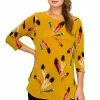 Jostar Women's HIT Rounded Bottom Tunic Top Quarter Sleeve Print-346HT-QRP1-W235 Quarter Sleeves