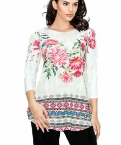 Jostar Women's HIT Rounded Bottom Tunic TopQuarter Sleeve Sublimation Plus-346HT-QRU1-R-U186