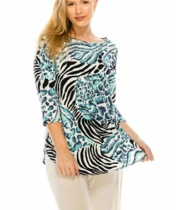 Tops Jostar Women's HIT Rounded Bottom Tunic TopQuarter Sleeve Print Plus, 346HT-QXP-W193