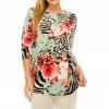 Tops Jostar Women's HIT Rounded Bottom Tunic TopQuarter Sleeve Print Plus, 346HT-QXP-W209