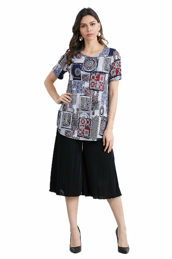 Jostar Women's HIT Rounded Bottom Tunic Top Short Sleeve Print-346HT-SRP1-W192 Short Sleeves
