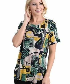 Short Sleeves Jostar Women's HIT Rounded Bottom Tunic Top Short Sleeve Print-346HT-SRP1-W217