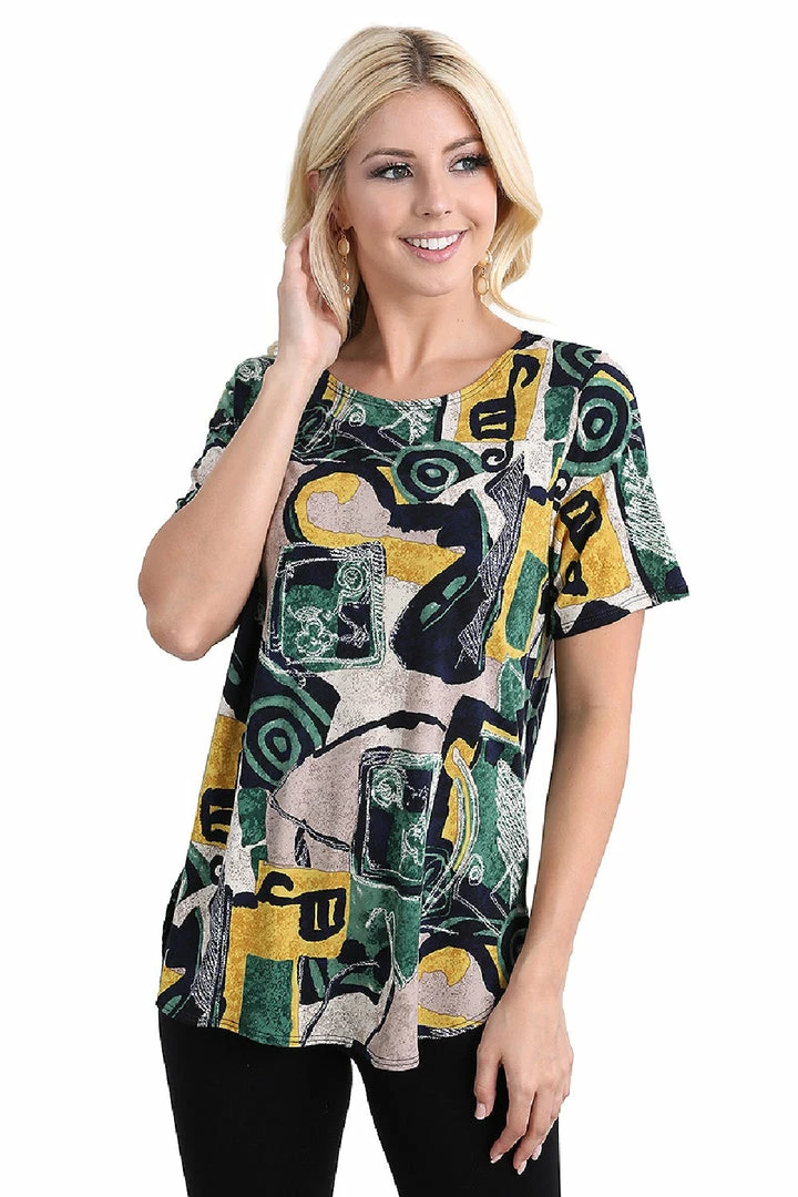 Short Sleeves Jostar Women's HIT Rounded Bottom Tunic Top Short Sleeve Print-346HT-SRP1-W217