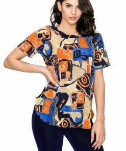 Short Sleeves Jostar Women's HIT Rounded Bottom Tunic Top Short Sleeve Print-346HT-SRP1-W217