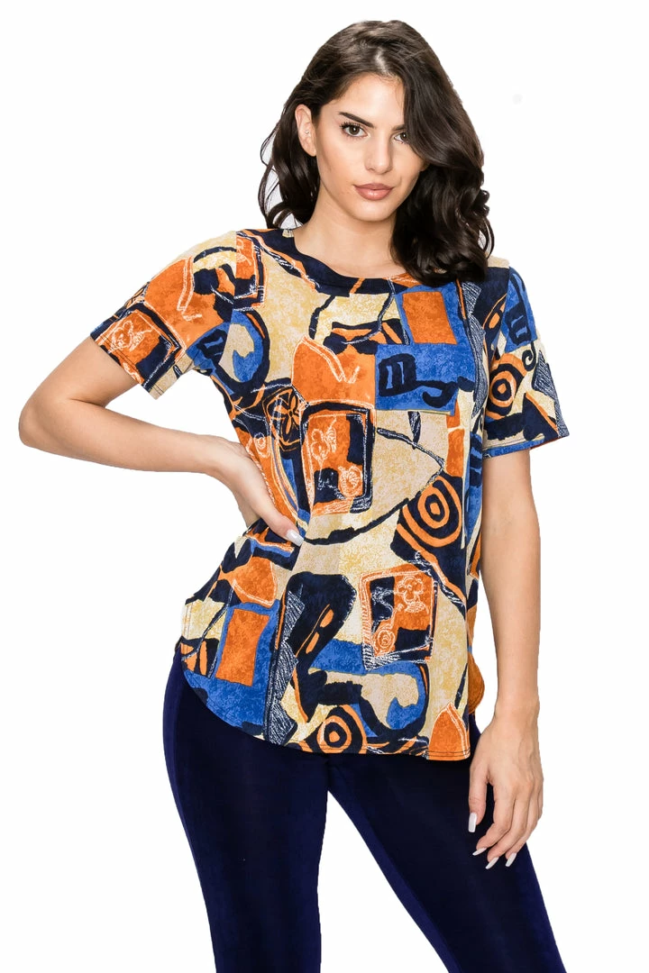 Short Sleeves Jostar Women's HIT Rounded Bottom Tunic Top Short Sleeve Print-346HT-SRP1-W217
