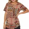 Jostar Women's HIT Rounded Bottom Tunic Top Short Sleeve Print-346HT-SRP1-W229 Tops