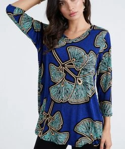 Jostar Women's Stretchy V-Nk Binding Tunic Top Quarter Sleeve Print-347BN-QXP1-W076