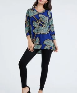 Jostar Women's Stretchy V-Nk Binding Tunic Top Quarter Sleeve Print-347BN-QXP1-W076