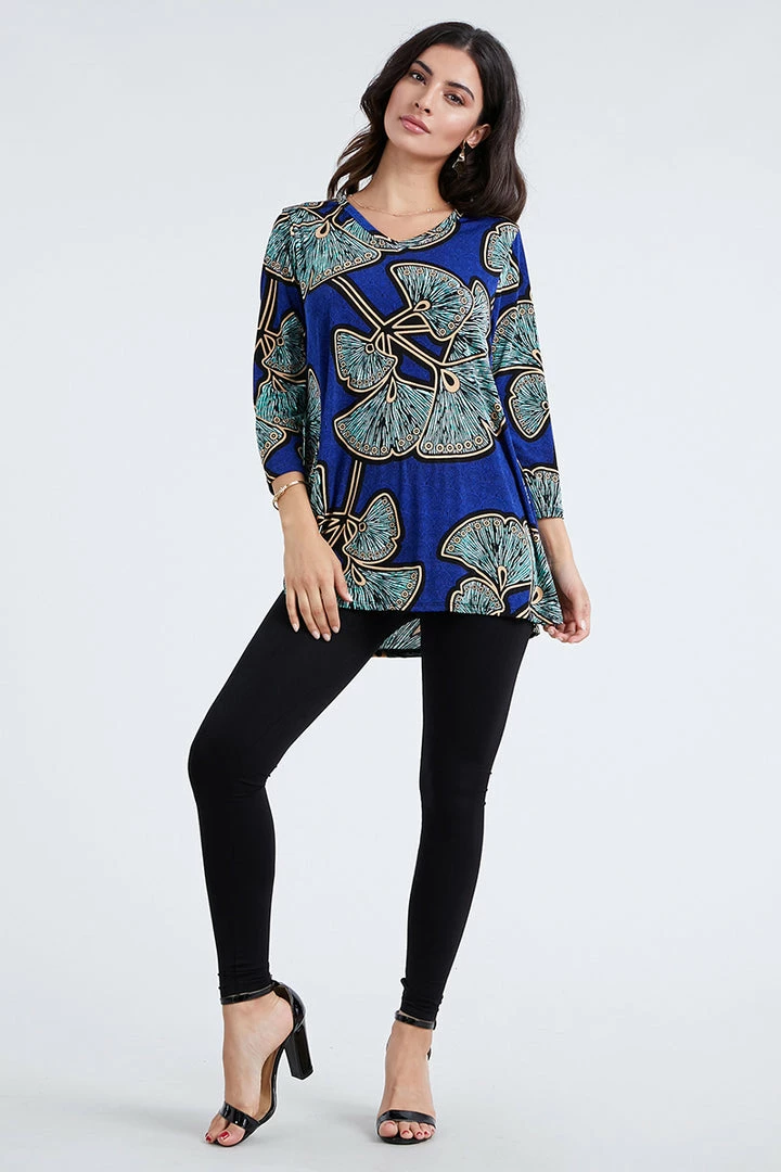Jostar Women's Stretchy V-Nk Binding Tunic Top Quarter Sleeve Print-347BN-QXP1-W076
