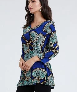 Jostar Women's Stretchy V-Nk Binding Tunic Top Quarter Sleeve Print-347BN-QXP1-W076