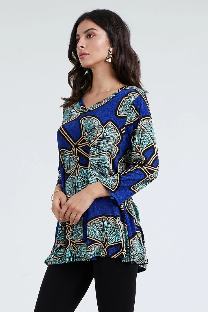 Jostar Women's Stretchy V-Nk Binding Tunic Top Quarter Sleeve Print-347BN-QXP1-W076