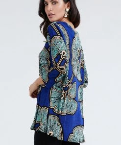 Jostar Women's Stretchy V-Nk Binding Tunic Top Quarter Sleeve Print-347BN-QXP1-W076