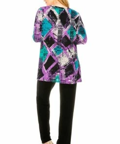 Jostar Women's Stretchy V-Nk Binding Tunic Top Quarter Sleeve Print-347BN-QXP1-W180 Tops