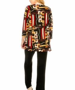 Jostar Women's Stretchy V-Nk Binding Tunic Top Quarter Sleeve Print-347BN-QXP1-W186 Tops