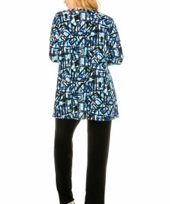 Jostar Women's Stretchy V-Nk Binding Tunic Top Quarter Sleeve Print347BN-QXP1-W196