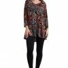 Jostar Women's Stretchy V-Nk Binding Tunic Top Quarter Sleeve Print-347BN-QRP1-W014 Quarter Sleeves