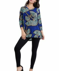 Jostar Women's Stretchy V-Nk Binding Tunic Top Quarter Sleeve Print-347BN-QRP1-W076