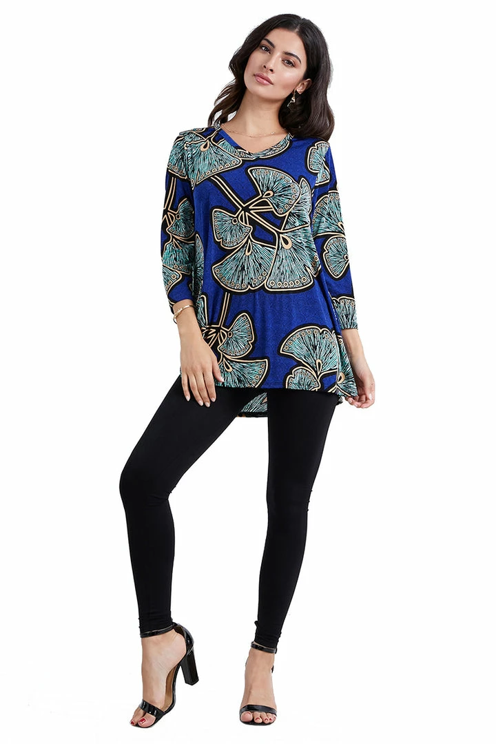 Jostar Women's Stretchy V-Nk Binding Tunic Top Quarter Sleeve Print-347BN-QRP1-W076