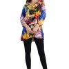 Quarter Sleeves Jostar Women's Stretchy V-Nk Binding Tunic Top Quarter Sleeve Print-347BN-QRP1-W169