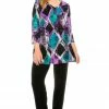 Jostar Women's Stretchy V-Nk Binding Tunic Top Quarter Sleeve Print-347BN-QRP1-W180