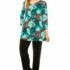 Quarter Sleeves Jostar Women's Stretchy V-Nk Binding Tunic Top Quarter Sleeve Print-347BN-QRP1-W188