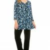 Quarter Sleeves Jostar Women's Stretchy V-Nk Binding Tunic Top Quarter Sleeve Print-347BN-QRP1-W196