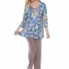 Jostar Women's Hit V-Neck Binding Tunic Top Quarter Sleeve Print-347HT-QRP1-W048