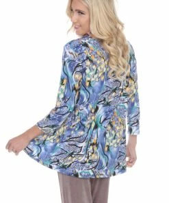 Jostar Women's Hit V-Neck Binding Tunic Top Quarter Sleeve Print-347HT-QRP1-W048
