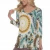 Quarter Sleeves Jostar Women's Hit V-Neck Binding Tunic Top Quarter Sleeve Print-347HT-QRP1-W129