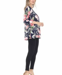 Jostar Online Quarter Sleeves Jostar Women's Hit V-Neck Binding Tunic Top Quarter Sleeve Print-347HT-QRP1-W251