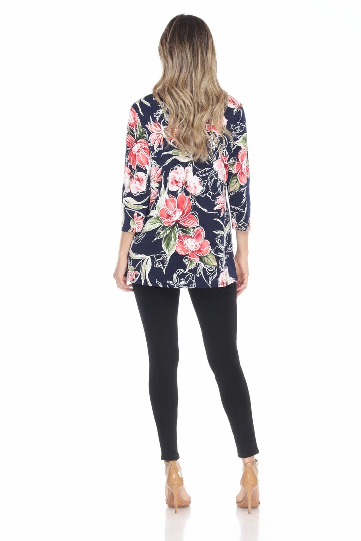 Jostar Online Quarter Sleeves Jostar Women's Hit V-Neck Binding Tunic Top Quarter Sleeve Print-347HT-QRP1-W251