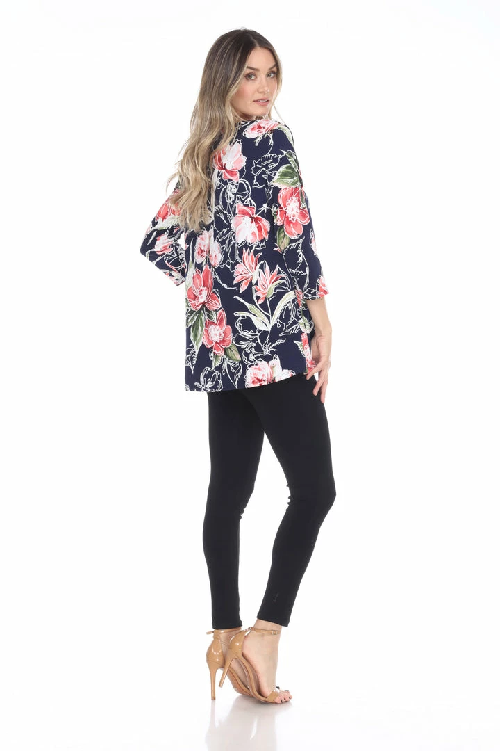 Jostar Online Quarter Sleeves Jostar Women's Hit V-Neck Binding Tunic Top Quarter Sleeve Print-347HT-QRP1-W251